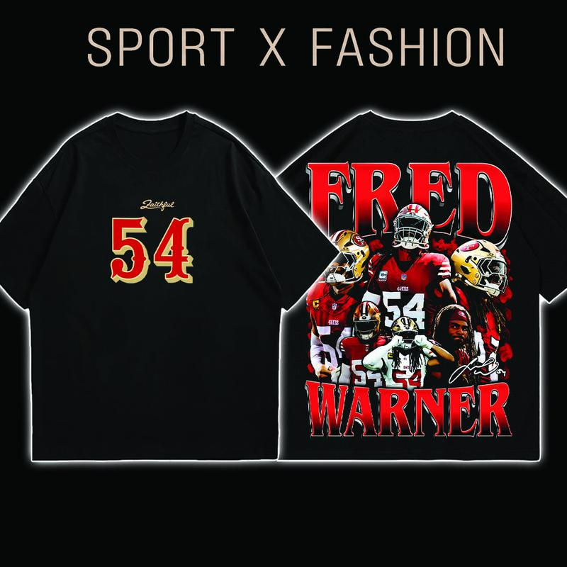 54 Fred Warner For Cotton Hoodie Sweatshirt T-Shirt (Made In US) Fans Outfit, Fans Shirt, Gift For Football Fans, Football Graphic Hoodie