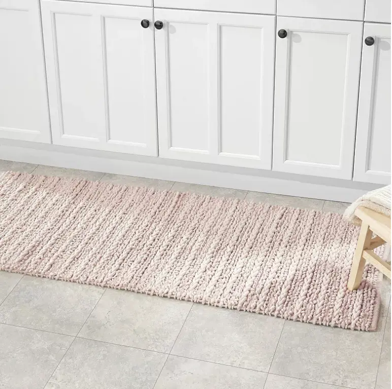 MDesign 60"x21" Cotton Chunky Blush Bath Runner Mat