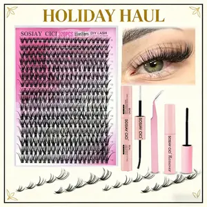 Eyelash Extensions Set Natural Look, Summer Gifts, Trending Products, 1 Set Fluffy False Eyelashes Extensions Set & Tweezers & Glue & Eyelash Remover, Professional Makeup Accessories for Women kawaii  lashes
