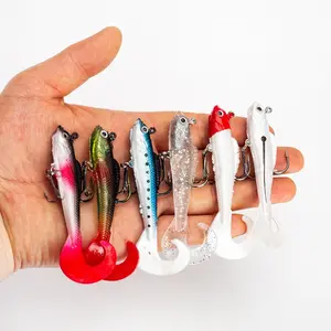 5 Pack 9.5g Tail Bag Lead Fish Lure Soft Bait, Realistic Wobble Tail Attracting Fish, Freshwater Saltwater Universal, Bass Dogfish Trout Special