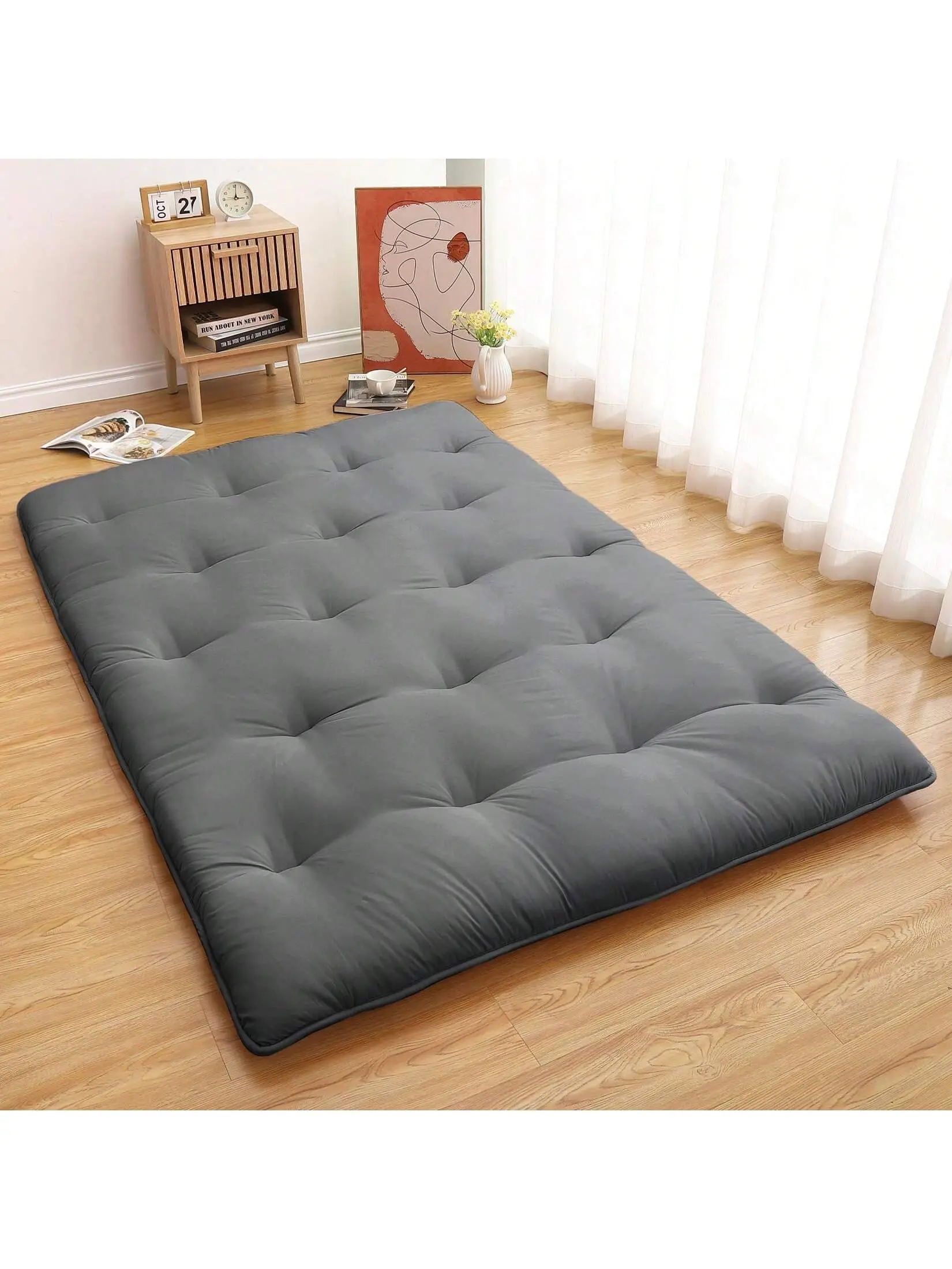 【Christmas Gift】Japanese Futon Floor Mattress, Twin Size Futon Mattress Foldable Floor Bed Mattress, Roll Up Portable Sleeping Floor Mattress, Tatami Mat Kids Floor Play Mat