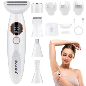 Solimpia 5 in 1 Multi-Functional Women's Electric Shaver, Waterproof Hair Trimmer, Perfect for Eyebrows and Body Hair, Rechargeable Lithium Battery