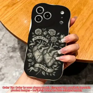 Gothic Dark Art Anatomical Heart TPU Phone Cover - iPhone 11-17 Plus Pro Max Mobile Accessories with Rose & Memorial Design, Protective Unique Handheld Case, Thoughtful Gift