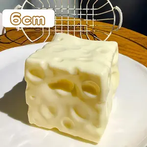 Squishy Cheese Block - Yellow, moldable fidget Toy with Squeeze Feature, Ideal for Play and Relaxation Giant Cheese Squishy - 6/7cm Moldable Non-Rebound & Slow Rebound Fidget Toy| Viral ASMR Stress Ball Glutinous