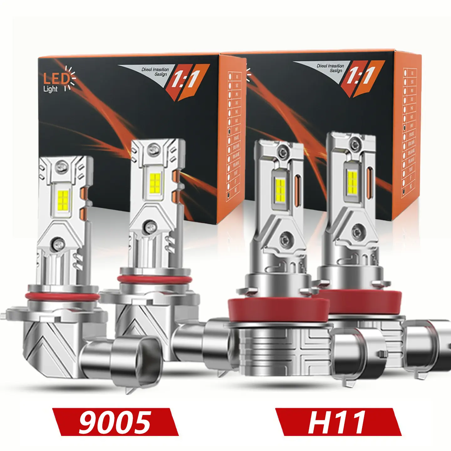 OKCKMK 9005/HB3/9006/HB4/H4/H7/H11/H9/H8 High/Low Beam Bulbs – Automotive LED Headlight Kit – High Lumens, 6000K Cool White Light, CANBUS, Plug & Play