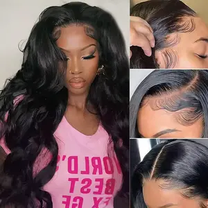 Glueless 13x6 Hd Body Wave Lace Front Wigs Human Hair 200 Density Ready To Wear And Go Body Wave Lace Frontal Human Hair Wigs For Women Glueless Pre Plucked Black Wig On Sale