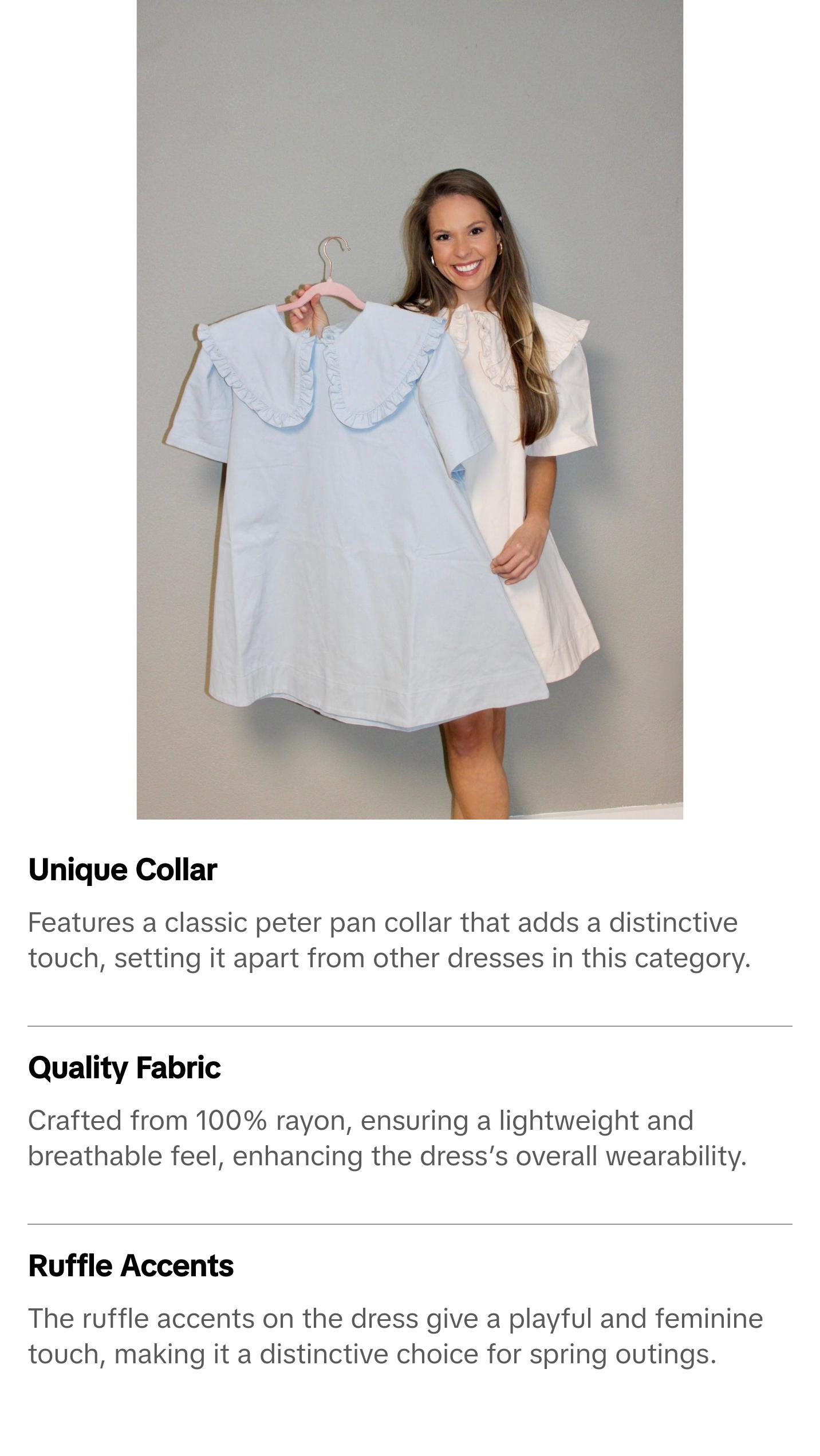LIGHT BLUE PETER PAN COLLAR DRESS sun  dress spring  break  outfit elegant fashion