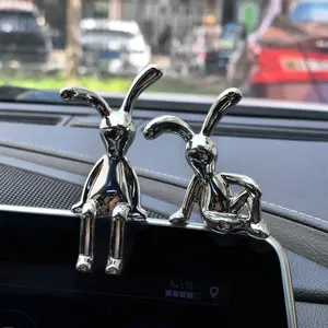 2pcs Car Decoration Cute Rabbit Interior Center Console Instrument Panel Screen Decoration Advanced High end Car Decoration unisex