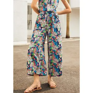 ModCloth Just Add a Boarding Pass Wide Leg Pants White Tiger Print (XS-4X)