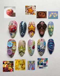 C0raline Inspired Press On Nails | 3D Stop Motion Nail Art | Button Eye Gothic Fantasy False Nails for Holiday, Vacation, Birthday