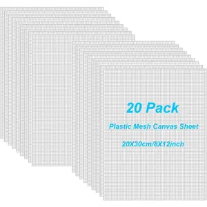 20 Pieces 7 Count 8x12 Inch Plastic Canvas Mesh Sheets for Crafts Embroidery Acrylic Yarn Crafting Knit Crochet Projects and Dividers