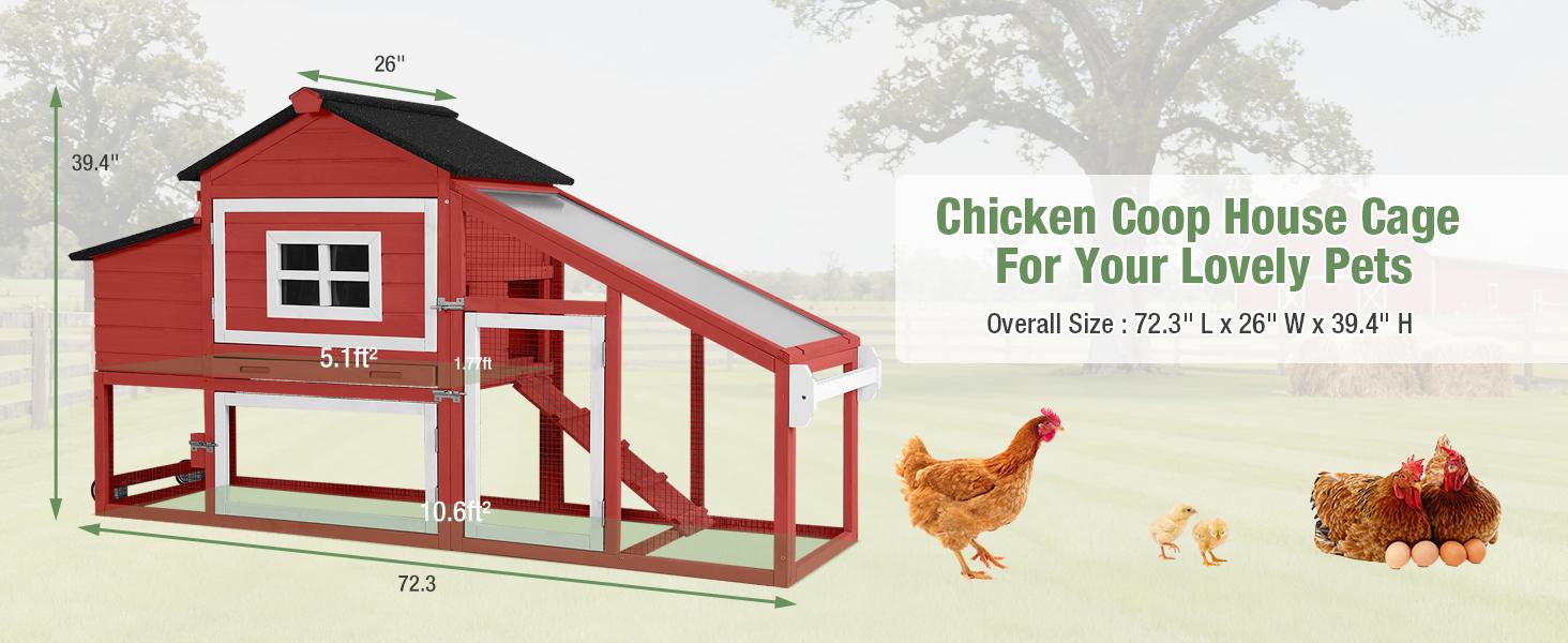 Aivituvin-AIR23R-Wooden Chicken Coop on Wheels for 2-3 Hens-Chicken Coop Aivituvin-AIR23R-Wooden Chicken Coop on Wheels for 2-3 Hens-Chicken Coop