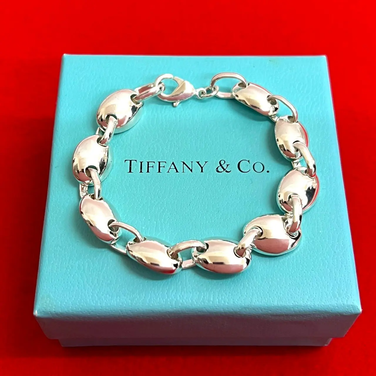 Pre-owned Tiffany & Co. Sterling Silver 925 (Ag925) Small Leather Goods Tiffany&Co. Peretti Link Silver Bracelet