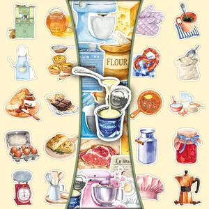 50 Baking Time Cartoon Cute Dessert Bread Atmosphere DIY Scrapbook Phone Case Stickers
