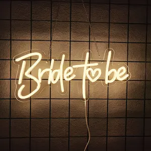 Bride-To-Be Neon Sign Warm LED USB Wedding Light, Easy to Hang Background for Bridal Shower Single Party Decorations