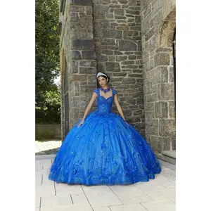 Vizcaya by Morilee 3D Glitter Tulle Quince Dress 89343