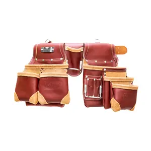 Leather Belt Heavy Duty Grain Pouch Construction 18 Pocket Pouch Set with Maroon Utility Bag and Pouch Rig Set adjustable tool bags tools