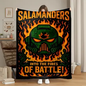 Warhammer Fire Lizard Legion Helmet Flannel Figure Print Blanket, Soft Warm Nap Blanket, Multi-Purpose for Sofa, Office Bed, Camping, Travel, Christmas Gift