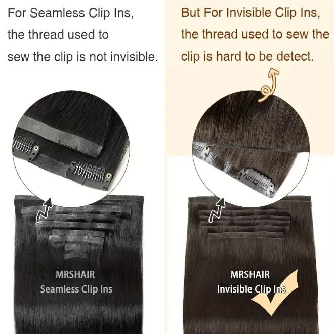 7Pcs Seamless Clip-In Straight Brazilian Remy Human Hair Extensions No Glue PU Clips 12-24 Inch 110-120g Natural Black Brown Blonde Adds Volume Length Quick Transformation Versatile Styling