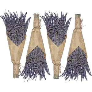 Lavender Dried Flowers 4 Bunches Dried Lavender Ideal Home Fragrance Products for Home Decorations, Wedding, Party, Photography & Flower Arrangements, Total Length 16 Inches Aroma Scent Freshener Scented