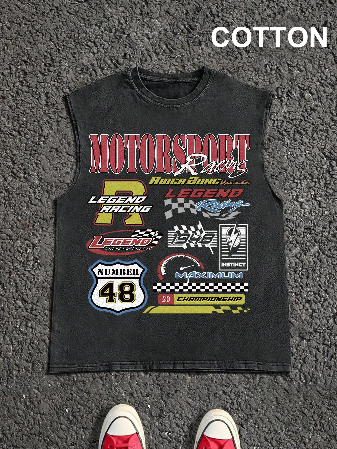 Men's Vintage Graphic Print Round Neck Tank Top, Casual Sleeveless Top for Summer, Men's Top for Daily Wear