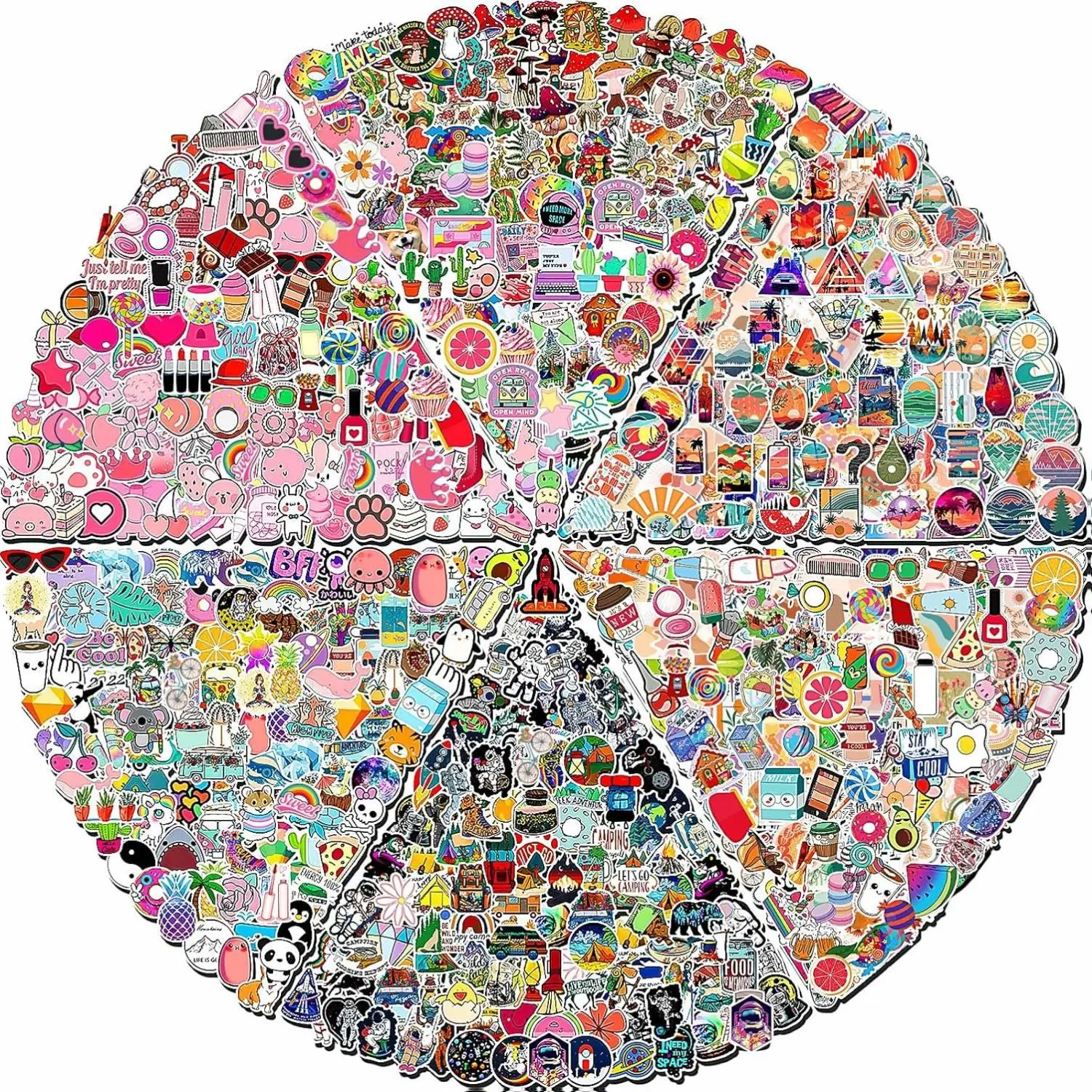 600 Pcs Cute Colorful Waterproof Vinyl Stickers (2-4 in) - High-Quality PVC, Sun Protection, Character-Based, Multi-Use for Water Bottles, Skateboards - Ideal for Boys, Adolescents, 2-4 Inches