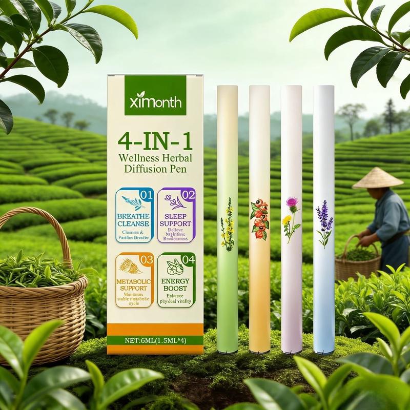 Portable Herbal Diffuser Pen, 4-In-1 Aromatherapy for Sleep, Energy & Mental Clarity, Stick Form, No Ca Prop 65 Warning