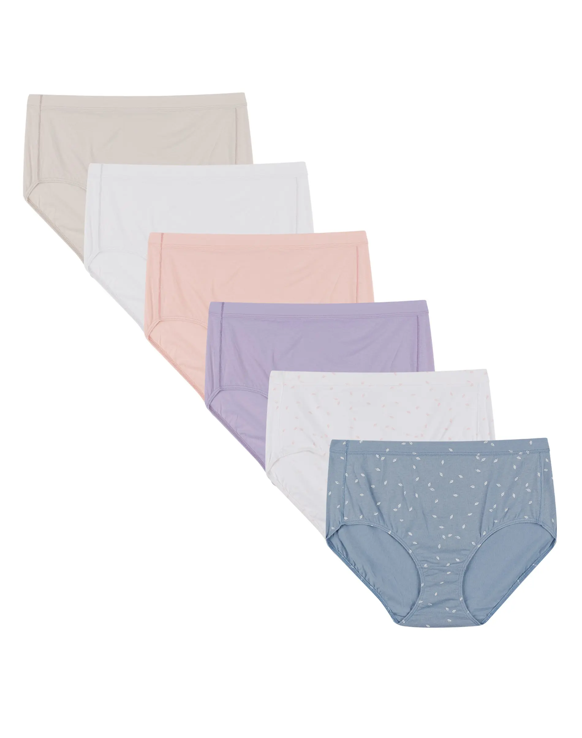 Hanes Pure Comfort Women’s Brief Underwear Organic Cotton 6-pack Women's Multi Pack Comfortable Fit Soft Stretch Fabric Breathable Pc40as
