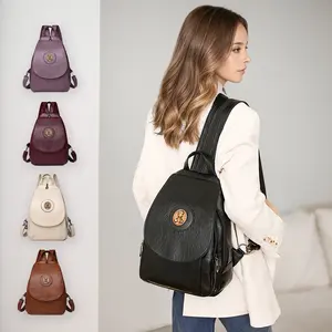 Versatile Flap Shoulder Bag for Women, PU Leather Top-Handle Backpack with Zipper Pockets for Office Commute and Casual Travel