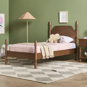 Walker Edison WEVIV03TB2BR1 Easy Assembly Solid Wood Twin Spindle Post Bed - Dark Brown
