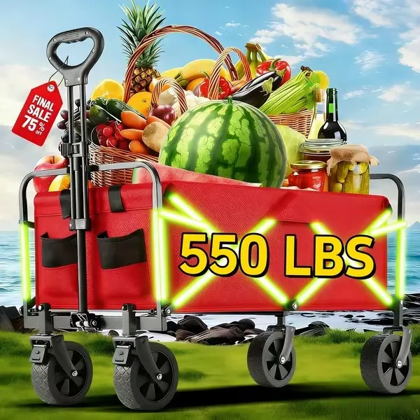 Red 550LBS (Heavy-Duty Garden Storage Cart)