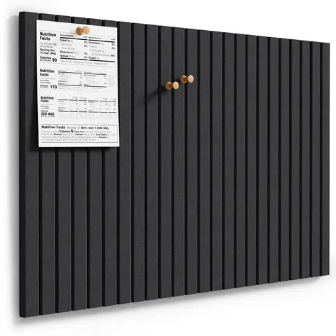 6-Tile Expandable 3D Chemical-Free Cork Board Set - 36x24 in Black Home Decor Supplies, Sound-Cutting Felt Wall Tiles, Office/Bedroom Wall-Mounting Pin Tack Message Board