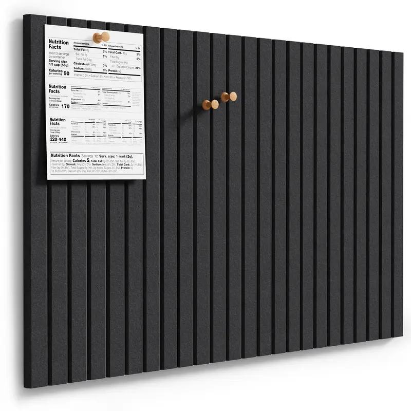 6-Tile Expandable 3D Chemical-Free Cork Board Set - 36x24 in Black Home Decor Supplies, Sound-Cutting Felt Wall Tiles, Office/Bedroom Wall-Mounting Pin Tack Message Board