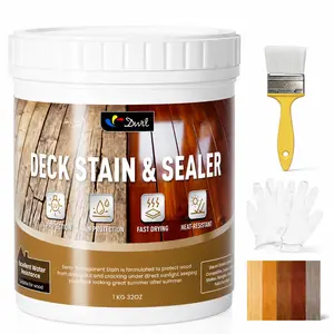 Wood Stain and Sealer in One, Water Based Semi-Transparent Outdoor Wood Stain for Decks, Fences, Furniture, and Wood Projects, Fast Drying Low Odor Formula - 32oz