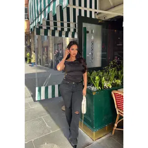 Jessie Mid Rise Distressed Bootcut Jean - Black