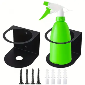 Wall-Mounted Spray Bottle Holder - Black Metal Storage Rack for Paint Cans, Kitchen & Bathroom Organization, Bathroom Accessories Organizer, Bathroom Counter Organizer, Includes Screws and Brackets, Minimalist Design, Utility Shelves