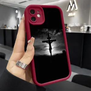 Phone case for iPhone 16 E Pro Max 15 Plus 14 13 12 11 XR XS Dark Jesus Shockproof Silicone TPU Bumper Drop Protection Soft Cover Protector Screen Protector