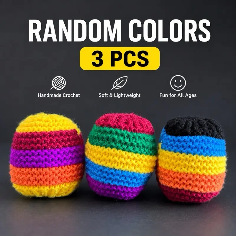 Crochet Footbag Set - Handwoven Hacky Sack Juggling Balls, Outdoor Toss Lawn Game Accessory for Family Fun, Random Colors hacky sack
