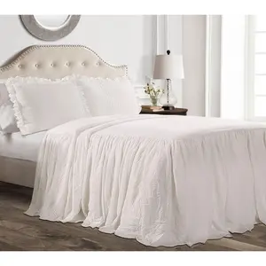 Ruffle Skirt Bedspread 3Pc Set Queen by Lush Decor