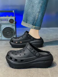 3 Colors Couple Platform Clogs, Sizes 35-45, Lightweight EVA, Breathable Holes, Non-Slip Thick Sole, Home Outdoor Casual Slippers