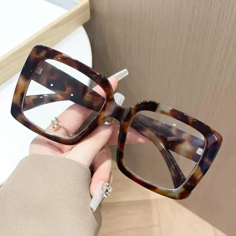 Unisex Fashionable Tortoiseshell Pattern Square Frame Eyeglasses, Trendy Casual Eyeglasses for Everyday Use, Fashion Accessories for Outdoor Activities, Trendy Square Frames