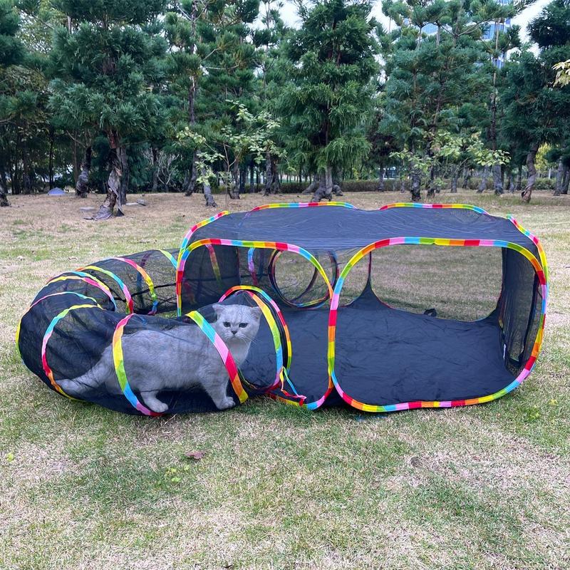 Outdoor  Enclosures,  Playground Portable Mesh Tent, Outside Circle Playpen Tunnel for Kitty, , Puppy and Small