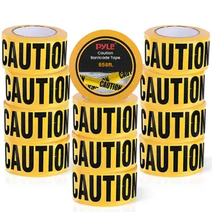 12-Piece Caution Tape Set, 656 Foot, High Visibility, Polyethylene, Yellow
