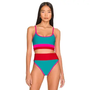 BEACH RIOT Eva Bikini Top in Cabana Colorblock