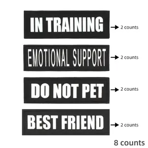 Removable Service Dog Patches (8 Counts/set), Hook and Loop Dog Harness Patch, Professional Dog Decorative Signage Accessories