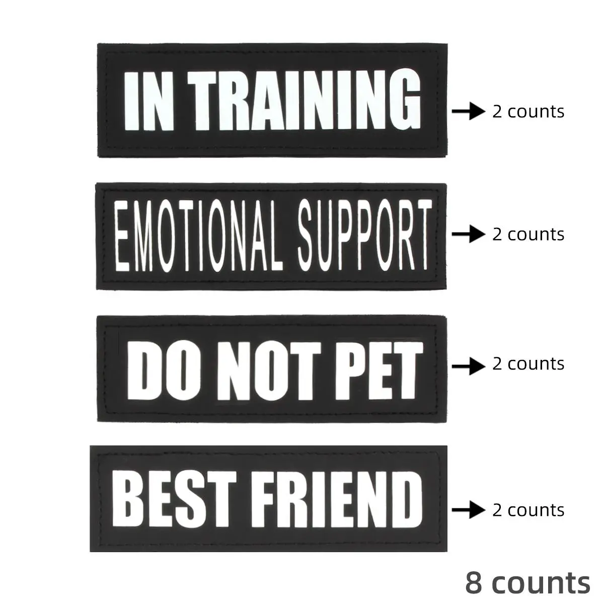 Removable Service Dog Patches (8 Counts/set), Hook and Loop Dog Harness Patch, Professional Dog Decorative Signage Accessories