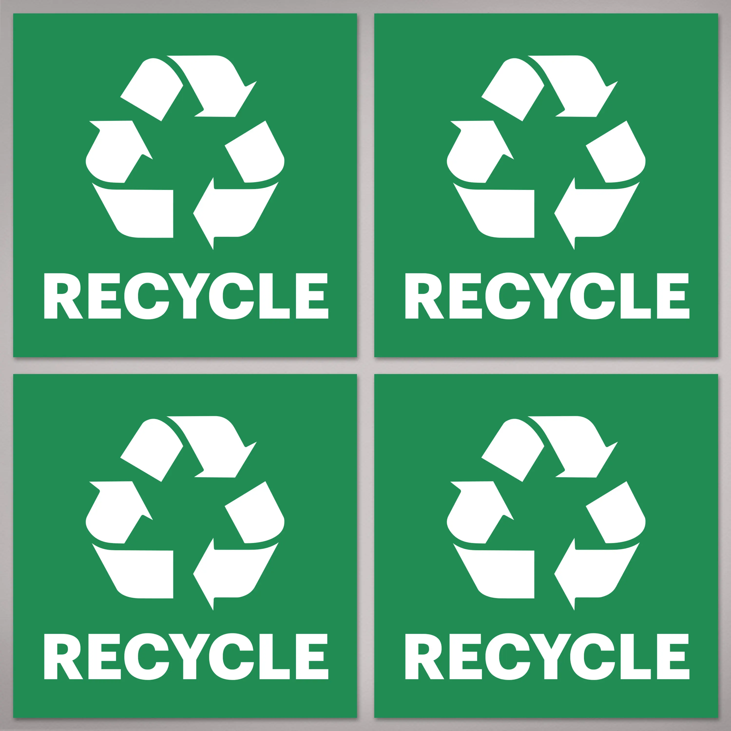Avery Recycle Vinyl Decal Stickers - 4"x4" Waterproof Vinyl Stickers, UV Resistant Preprinted Green Recycle Signs for Bins & Trash Cans, 8 Total (Office Stationery Labels), Vinyl Decal Sticker, Waterproof Vinyl Sticker
