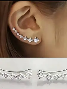 North Star Water Drill Earrings Colorful Rhinestone Ear Cuffs Set of 7 Sparkling Stars Women Jewelry Accessories