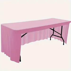 Qin's Home  Stretch Tablecloth Skirt Rectangular Polyester Spandex Machine Made 1 Pack