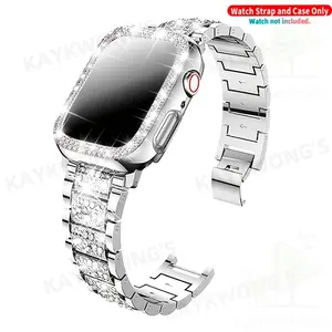 KAYKWONG'S 2 in 1 Set, Smart Watch Straps, Smart Watch Accessories, include 1 Count Starry Sky Rhinestone Metal Band Smartwatch Strap with 1 Imitation Diamond Cas, Compatible with iWatch 38mm/40mm/41mm/44mm/45mm, For Apple Watch 11/10/9/8/7/6/5/4/3/2/1/se